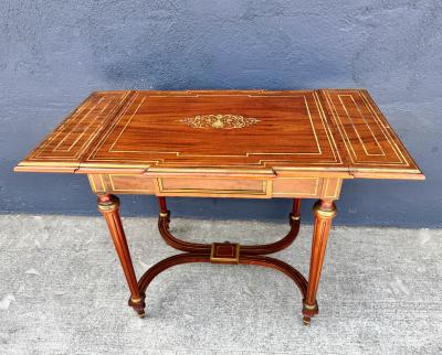 Louis XVI Style Brass Inlaid Writing Table