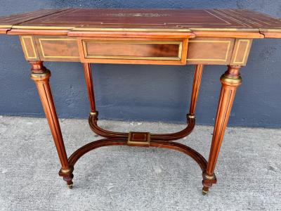 Louis XVI Style Brass Inlaid Writing Table