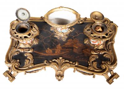 Louis XVI Style Bronze And Porcelain Inkstand