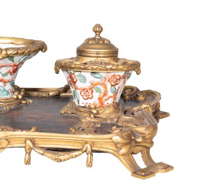 Louis XVI Style Bronze And Porcelain Inkstand