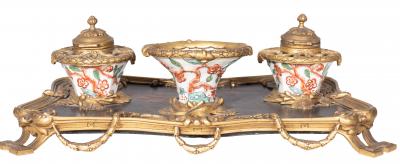 Louis XVI Style Bronze And Porcelain Inkstand