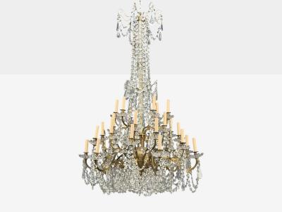 Louis XVI Style Bronze Crystal Thirty Light Chandelier France 19th 20th c 