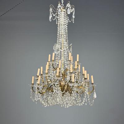 Louis XVI Style Bronze Crystal Thirty Light Chandelier France 19th 20th c 