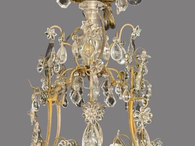 Louis XVI Style Bronze Rock Crystal 12 Light Chandelier France 19th c 