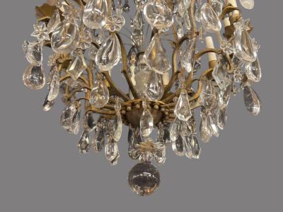 Louis XVI Style Bronze Rock Crystal 12 Light Chandelier France 19th c 