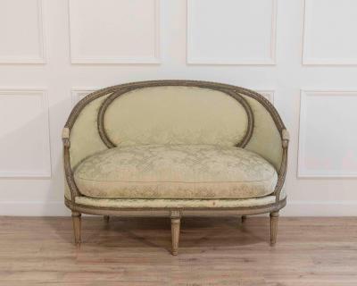 Louis XVI Style Canap Corbeille in Painted Wood 18th Century