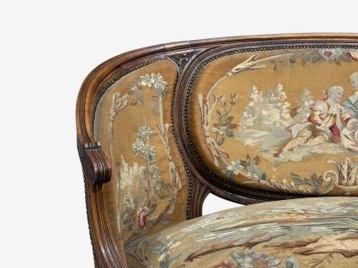 Louis XVI Style Canape or Settee Tapestry Walnut France 20th c 