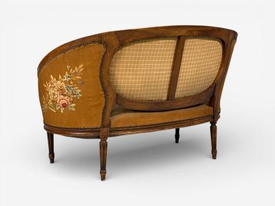 Louis XVI Style Canape or Settee Tapestry Walnut France 20th c 