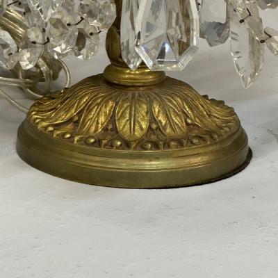 Louis XVI Style Candelabras Gilt Bronze Crystal France 1930s
