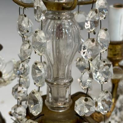 Louis XVI Style Candelabras Gilt Bronze Crystal France 1930s