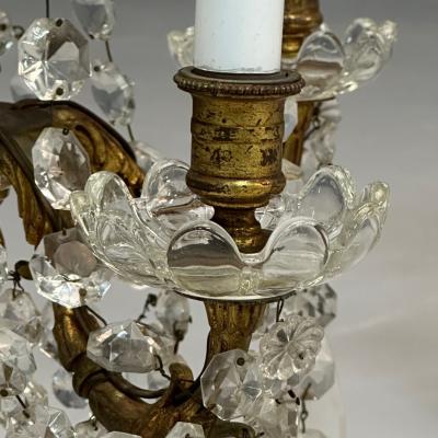 Louis XVI Style Candelabras Gilt Bronze Crystal France 1930s