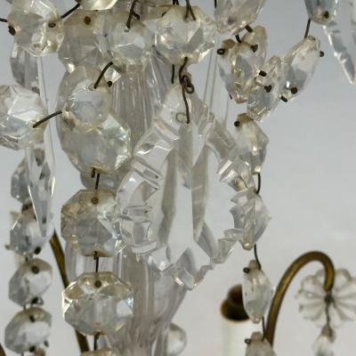 Louis XVI Style Candelabras Gilt Bronze Crystal France 1930s