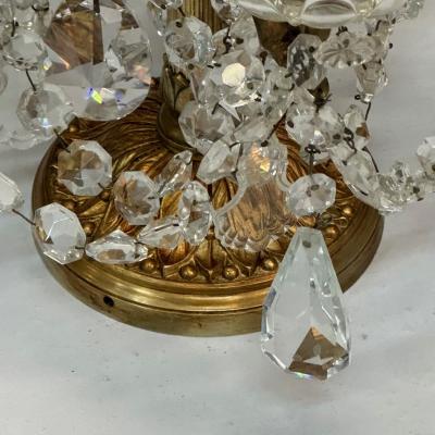 Louis XVI Style Candelabras Gilt Bronze Crystal France 1930s