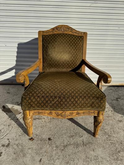Louis XVI Style Carved Upholstered Armchair