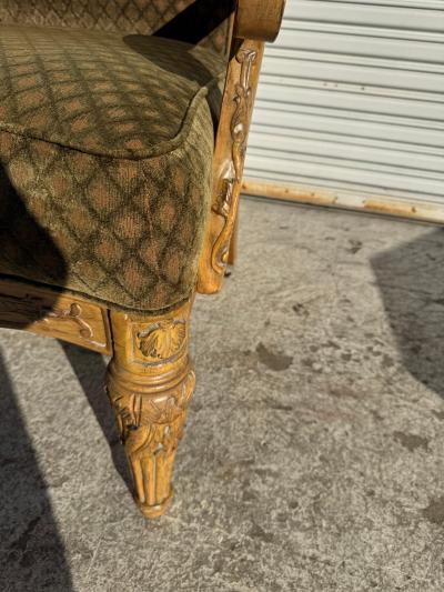 Louis XVI Style Carved Upholstered Armchair