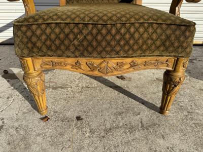 Louis XVI Style Carved Upholstered Armchair