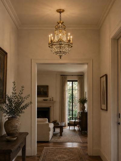 Louis XVI Style Chandelier Dore Bronze Crystal France 19th c 