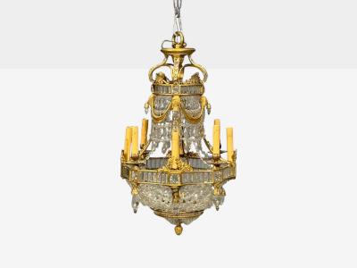 Louis XVI Style Chandelier Dore Bronze Crystal France 19th c 