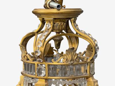 Louis XVI Style Chandelier Dore Bronze Crystal France 19th c 