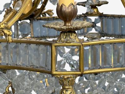 Louis XVI Style Chandelier Dore Bronze Crystal France 19th c 