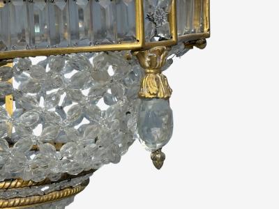 Louis XVI Style Chandelier Dore Bronze Crystal France 19th c 