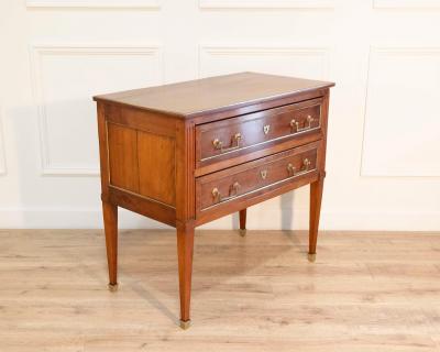 Louis XVI Style Cherrywood Chest of Drawers with Brass Trim France