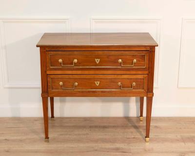 Louis XVI Style Cherrywood Chest of Drawers with Brass Trim France