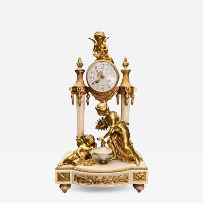 Louis XVI Style Clock Garniture Gilt Bronze Marble France 1920s
