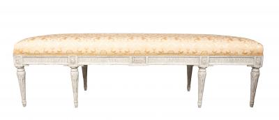 Louis XVI Style Creme Painted Bench