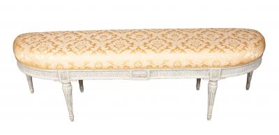 Louis XVI Style Creme Painted Bench