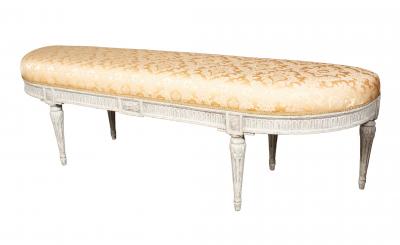 Louis XVI Style Creme Painted Bench