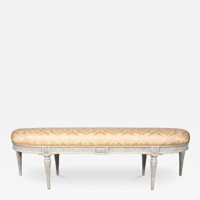 Louis XVI Style Creme Painted Bench