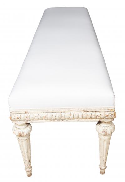 Louis XVI Style Creme Painted Bench