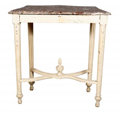 Louis XVI Style Creme Painted Console Table