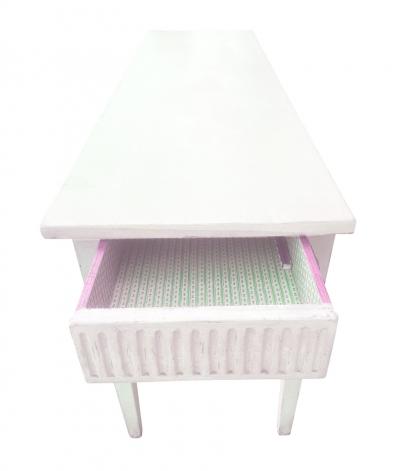 Louis XVI Style Creme Painted Table By Don Ruseau