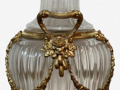 Louis XVI Style Crystal Bronze Monumental Lidded Urns Italy 20th c 
