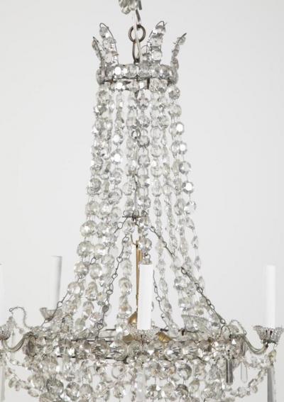 Louis XVI Style Crystal Five Arm Chandelier