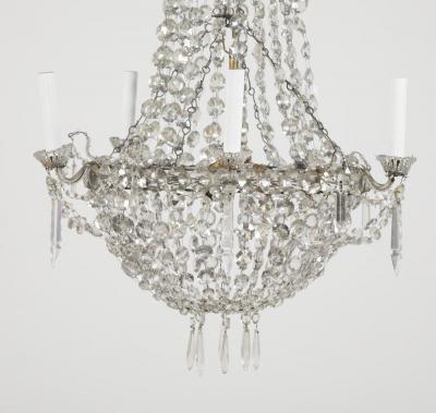 Louis XVI Style Crystal Five Arm Chandelier