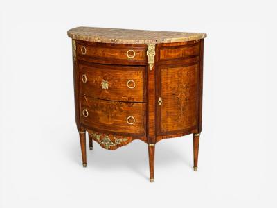 Louis XVI Style Demilune Commodes A Pair Inlaid Bronze France 19th c 