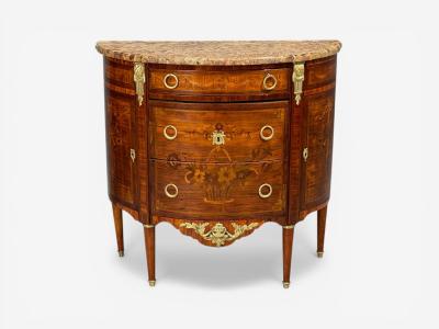 Louis XVI Style Demilune Commodes A Pair Inlaid Bronze France 19th c 
