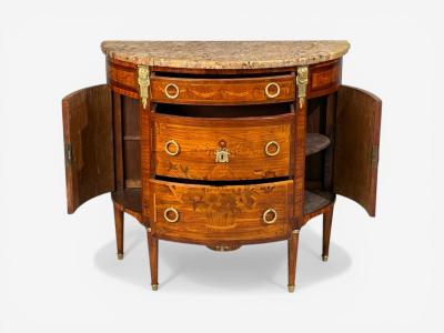 Louis XVI Style Demilune Commodes A Pair Inlaid Bronze France 19th c 