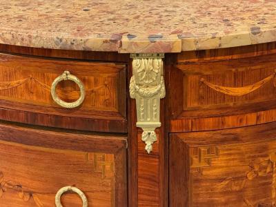 Louis XVI Style Demilune Commodes A Pair Inlaid Bronze France 19th c 