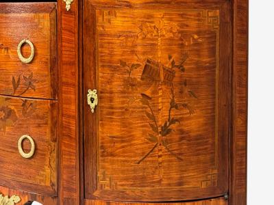 Louis XVI Style Demilune Commodes A Pair Inlaid Bronze France 19th c 