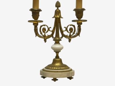 Louis XVI Style Dore Bronze Marble Candelabras France 19th c 