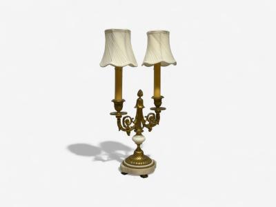 Louis XVI Style Dore Bronze Marble Candelabras France 19th c 