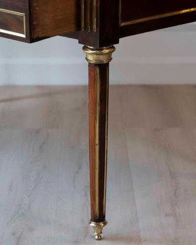 Louis XVI Style Double Sided Wood and Brass Bureau Plat with Leather Top