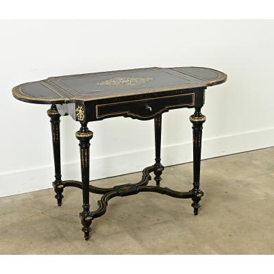 Louis XVI Style Ebonized Drop Leaf Desk