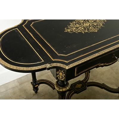 Louis XVI Style Ebonized Drop Leaf Desk