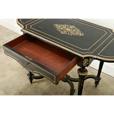 Louis XVI Style Ebonized Drop Leaf Desk