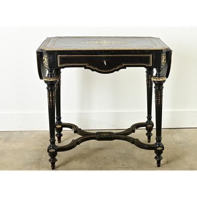 Louis XVI Style Ebonized Drop Leaf Desk
